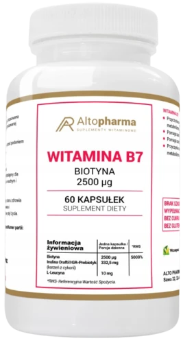 Witamina B7 2500µg Biotyna (H) 60 kapsułek, AltoPharma
