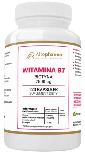 Witamina B7 2500µg Biotyna (H) 120 kapsułek, AltoPharma
