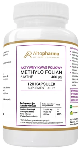 Aktywny Kwas Foliowy Witamina B9 120 kapsułek, AltoPharma