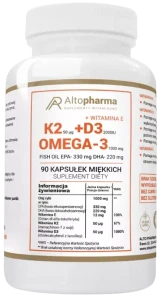 AltoPharma Witamina K2 MK-7 50µg + D3 2000IU + Omega 90 kapsułek - Krążenie Odporność Mózg Wzrok Serce