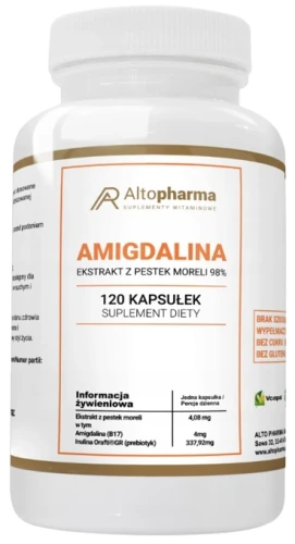 Amigdalina 120 kapsułek Ekstrakt z pestek moreli 98%, AltoPharma