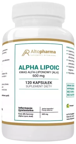 Kwas Alfa Liponowy (ALA) 600mg 120 KAPSUŁEK, AltoPharma