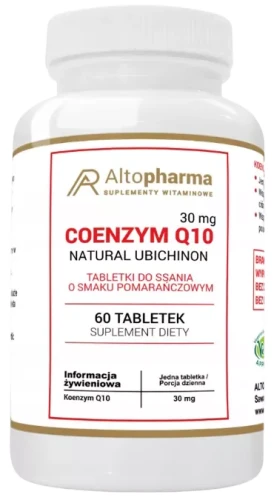 Koenzym Q10 Forte 30mg CoQ10 UBICHINON Do Ssania o smaku pomarańczowym 60 tabletek, AltoPharma