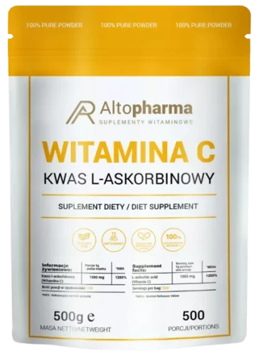 Witamina C w proszku 100% Kwas L-askorbinowy 500g, AltoPharma