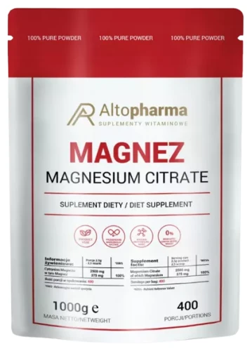 Magnez w proszku Cytrynian Magnezu 1000g , AltoPharma