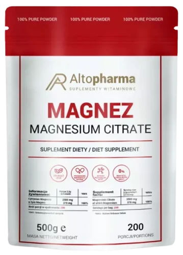 Magnez w proszku Cytrynian Magnezu 500g , AltoPharma