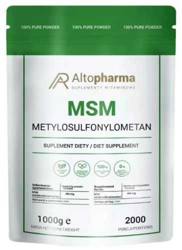 MSM 500 mg Siarka organiczna w proszku 1000g, AltoPharma