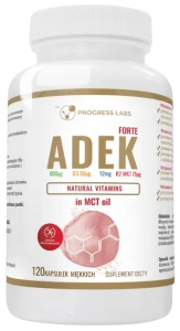ADEK FORTE A,D3,E,K2 MK-7 in MCT 120 kapsułek miękkich, Progress Labs