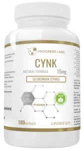 Cynk 15 mg 180 kapsułek, Progress Labs