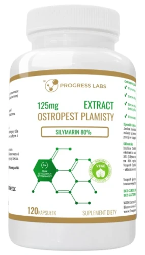 Ostropest Plamisty Ekstrakt 80% Sylimaryny 120 kapsułek, Progress Labs