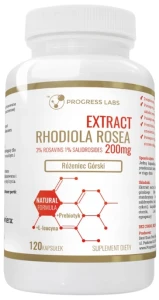 Progress Labs Rhodiola Rosea Extract 200mg - Różeniec Górski 120 kapsułek - Pamięć Koncentracja Wydolność Układ Nerwowy