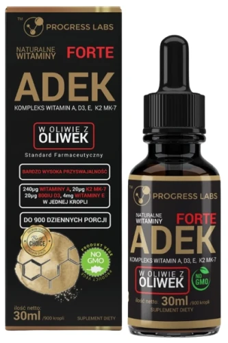Naturalna Witamina ADEK Forte w kroplach 30 ml, Progress Labs