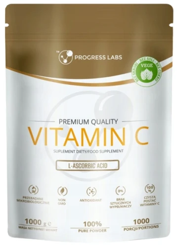 Witamina C w proszku 100% Kwas L-askorbinowy 1000g, Progress Labs