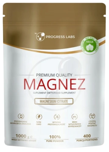 Magnez w proszku Cytrynian magnezu 1000g, Progress Labs
