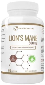 Lions' Mane 500 mg ekstrakt z owocni soplówki jeżowatej 60 kapsułek, Progress Labs