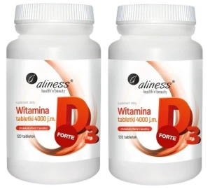Zestaw 2x Witamina D3 FORTE oil 4000 j.m. 120 tabletek, Aliness