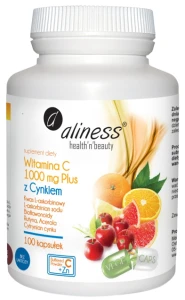 Witamina C 1000 mg z CYNKIEM PLUS Bioflawonoidy Rutyna Acerola 100kaps., Aliness