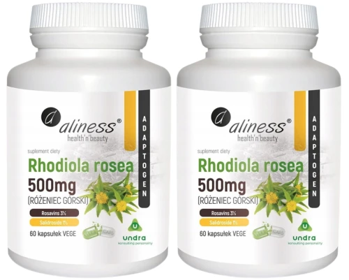 Zestaw 2x Rhodiola rosea Różeniec górski 500mg 60x vege Aliness