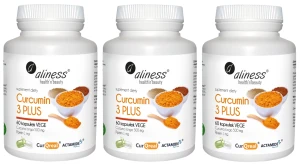 Zestaw 3x - Aliness Curcumin 3 Kurkumina i Piperyna 60 kapsułek - Przeciwzapalne Antyoksydant Stawy