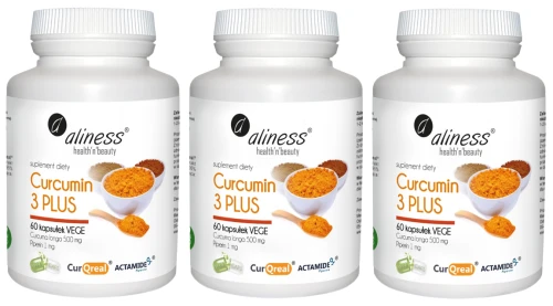Zestaw 3x Curcumin C3 Kurkumina i Piperyna Aliness