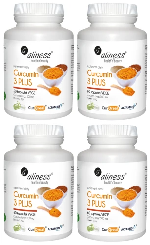 Zestaw 4x Curcumin C3 Kurkumina i Piperyna Aliness