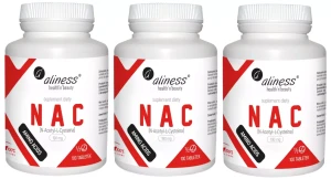 Zestaw 3x Aliness NAC N-Acetyl-L-Cysteine 190mg 100 tabletek - Odporność Wątroba PCOS Infekcje