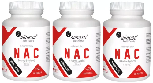 Zestaw 3x NAC N-Acetyl-L-Cysteine 190mg 100 tabletek, Aliness