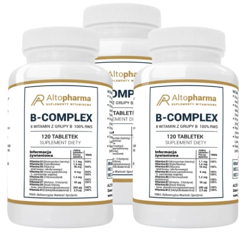 Zestaw 3x Witamina B Complex 100% RWS 120 tabletek, AltoPharma