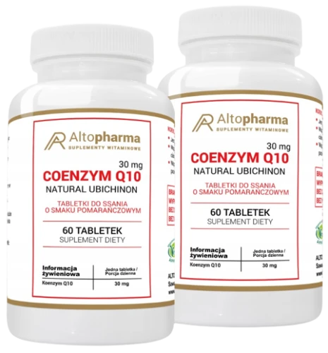 Zestaw 2x Koenzym Q10 Forte 30mg CoQ10 UBICHINON Do Ssania o smaku pomarańczowym 60 tabletek, AltoPharma