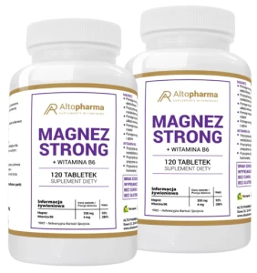 Zestaw 2x AltoPharma Magnez Strong 120 tabletek - Skurcze Mięśni Stres Zmęczenie Skóra