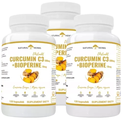 Zestaw 3x Curcumin C3 Complex 500mg Bioperine 10mg 120 kapsułek, AltoPharma