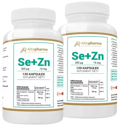 Zestaw 2x SELEN 200µg + CYNK 15mg + PREBIOTYK 120 kapsułek, AltoPharma