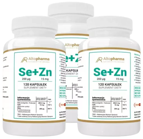 Zestaw 3x SELEN 200µg + CYNK 15mg + PREBIOTYK 120 kapsułek, AltoPharma