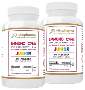 Zestaw 2x AltoPharma Immuno Cynk 5mg JUNIOR 60 tabletek do ssania - Odporność Skóra Kości Włosy Paznokcie