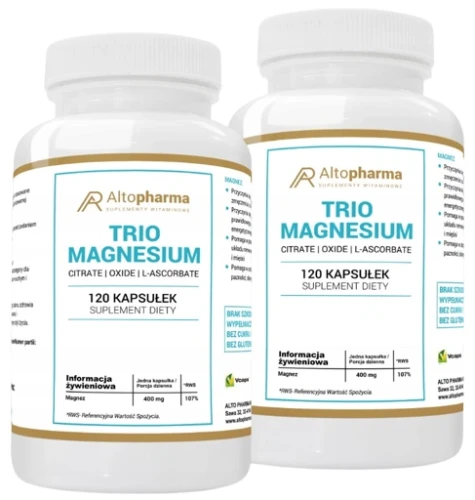 Zestaw 2x TRIO MAGNESIUM COMPLEX 400mg 120 kapsułek, AltoPharma