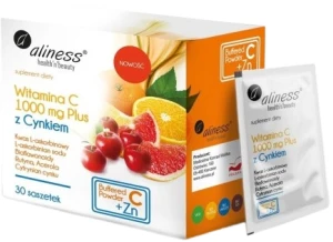 Witamina C 1000 mg z CYNKIEM PLUS bioflaw, rutyna, acer. x 30 saszetek, Aliness