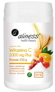 Aliness Witamina C 1000 mg Buforowana PLUS - Odporność Dziąsła i Skóra - Proszek 250 g