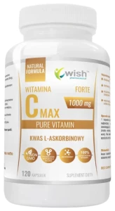 Wish Witamina C 1000mg 120 kapsułek - Odporność Skóra Antyoksydant Układ Nerwowy