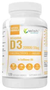 Witamina D3 2000IU 120 kapsułek miękkich, Wish