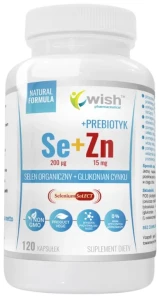 Selen 200mcg + Cynk 15mg + Prebiotyk 120 kapsułek, Wish