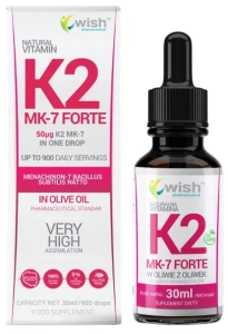 Wish Naturalna Witamina K2 MK-7 50µg FORTE w kroplach 30ml - Krążenie Serce Kości Naczynia Krwionośne
