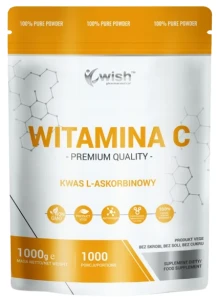 Wish Witamina C w proszku 100% Kwas L-askorbinowy 1000g - Odporność Układ Nerwowy Naczynia Krwionośne Skóra
