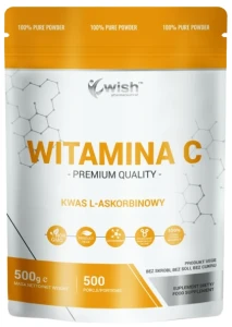 Wish Witamina C w proszku 100% Kwas L-askorbinowy 500g - Odporność Układ Nerwowy Naczynia Krwionośne Skóra
