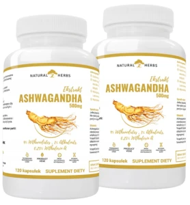 Zestaw 2x Ashwagandha Ekstrakt 500mg 9% WITANOLIDÓW Żeń Szeń Indyjski 120 kapsułek, AltoPharma