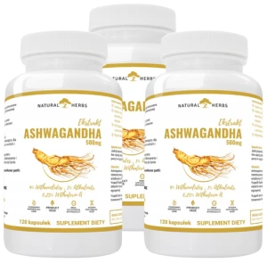 Zestaw 3x Ashwagandha Ekstrakt 500mg 9% WITANOLIDÓW Żeń Szeń Indyjski 120 kapsułek, AltoPharma