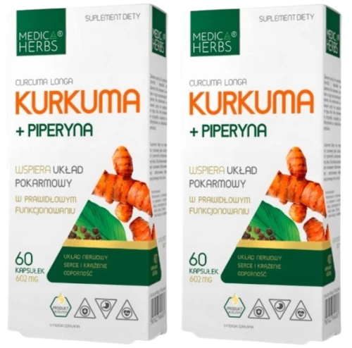 Zestaw 2x Kurkuma + piperyna, Medica Herbs