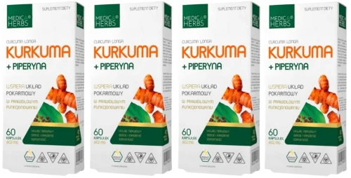 Zestaw 4x Kurkuma + piperyna, Medica Herbs