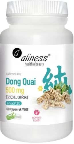 Dong Quai (DZIĘGIEL CHIŃSKI) ekstrakt 1,5% 500 mg x 100 Vege, Aliness.webp