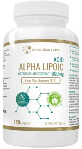 Kwas Alfa Liponowy (ALA) 600mg 120 kapsułek, Progress Labs.webp