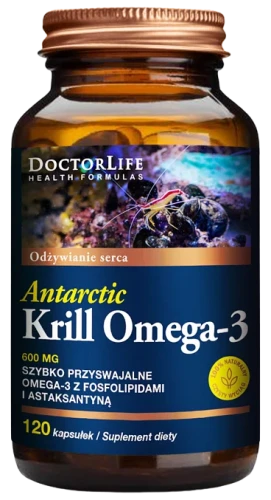 Olej z Kryla Antarctic Krill Oil 600mg Omega-3 120 kapsułek, Doctor Life.webp